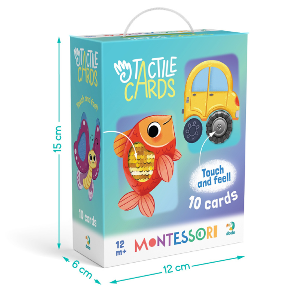 Set de carduri cu elemente tactile Montessori „La plimbare”