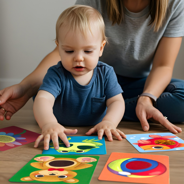 Set de carduri cu elemente tactile Montessori „La plimbare”