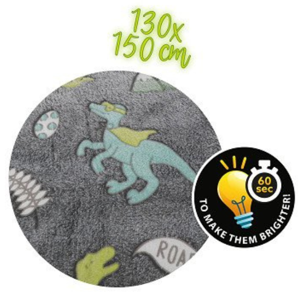 Pătură pentru copii care luminează în întuneric, cu dinozauri