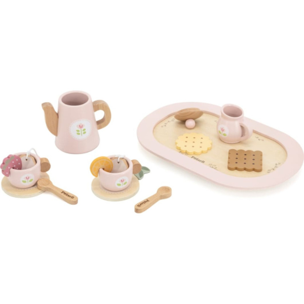 Set de ceai din lemn (roz)