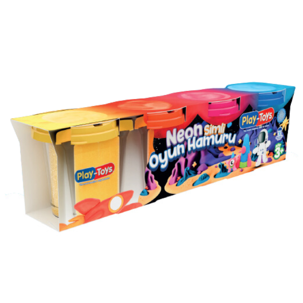 Set de plastilină în tub, neon, 4 buc.