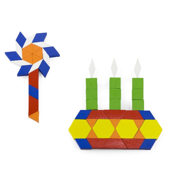 Set colorat de blocuri geometrice din lemn de 250 de piese