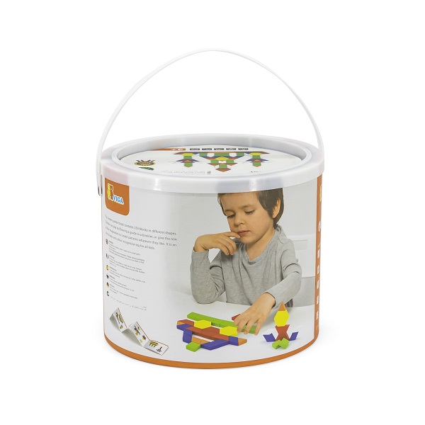 Set colorat de blocuri geometrice din lemn de 250 de piese