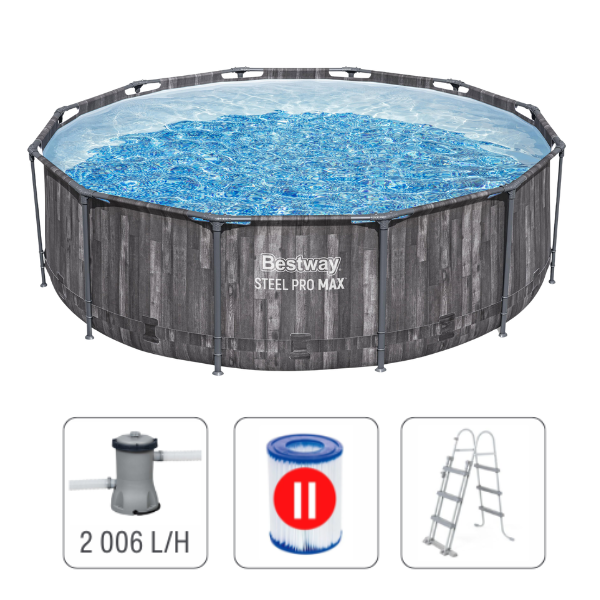 Bestway Бассейн STEEL PRO MAX Round 366х100 см, 9150 Л, металлический каркас