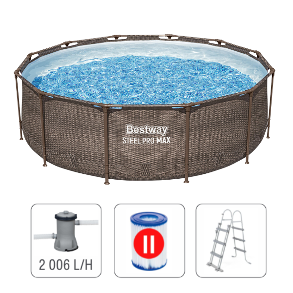 Bestway Бассейн STEEL PRO MAX Round Rotang 366x100 см, 9150Л, металлический каркас