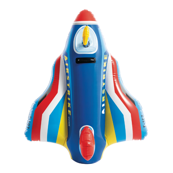 INTEX Plută-saltea gonflabilă “Avion de vânătoare cu pistol de apă” cu mâner, 112х91 cm, până la 40 kg, 3+, 2 culori
