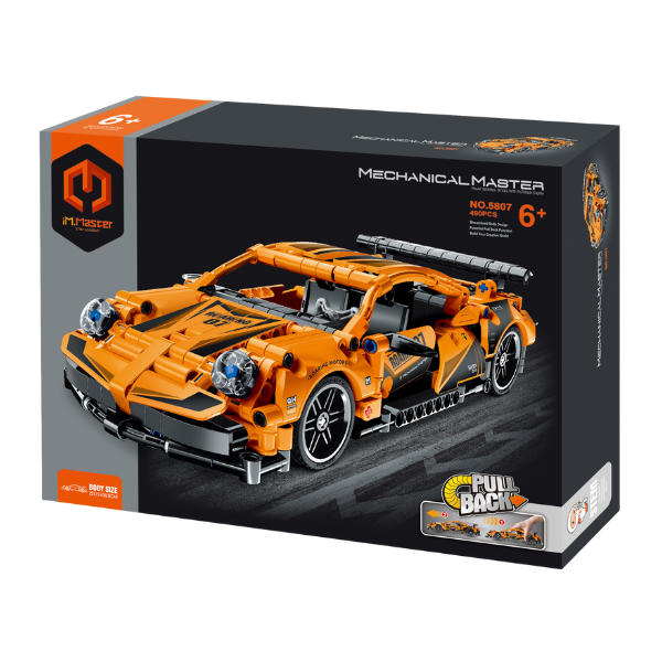 Set de construcție iM Master Mechanical Master „Supercar portocaliu”, cu inerție, 490 piese