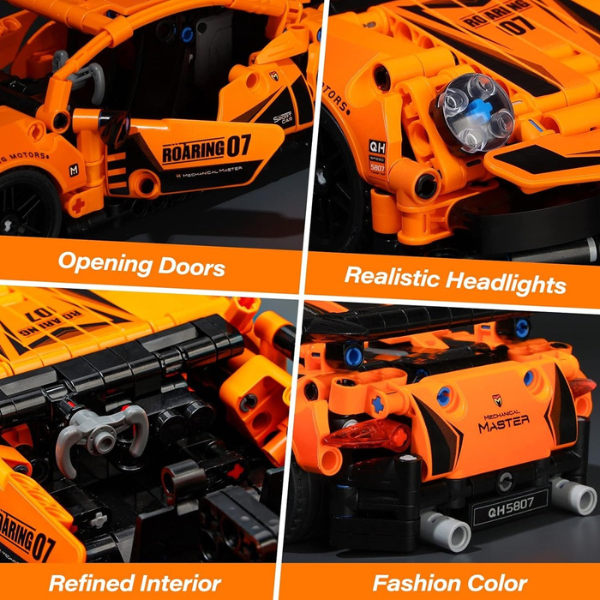 Set de construcție iM Master Mechanical Master „Supercar portocaliu”, cu inerție, 490 piese