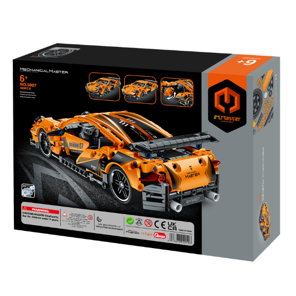 Set de construcție iM Master Mechanical Master „Supercar portocaliu”, cu inerție, 490 piese