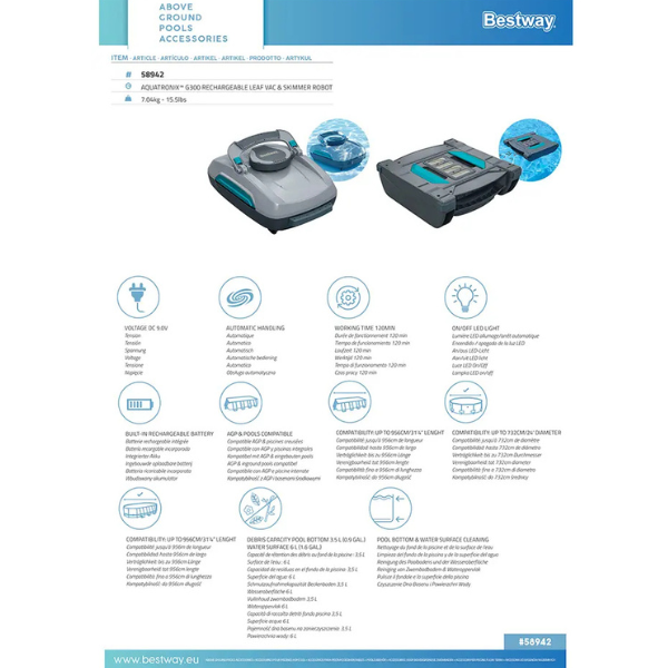 Bestway Беспроводной робот-пылесос 2в1 для бассейна AquaTronix™ Pro G300