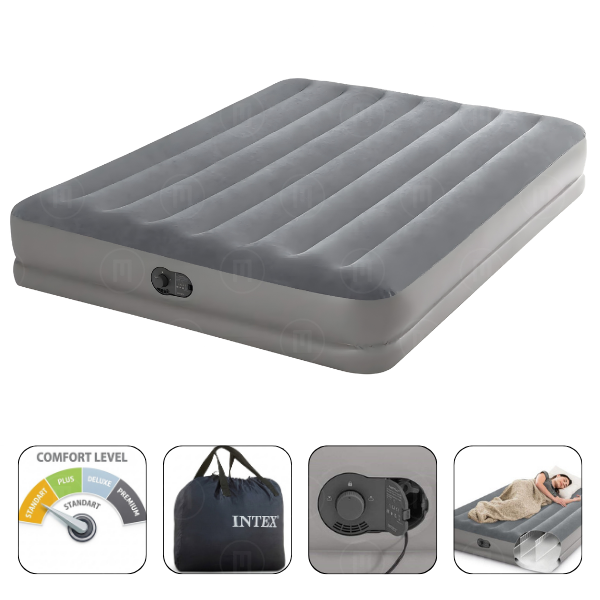 INTEX Матрас "Velur Prestige" 152x203x30cм с USB-насосом FastFill