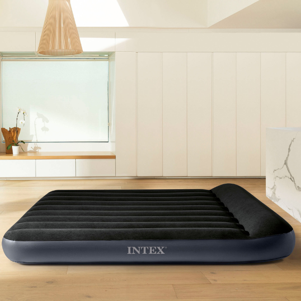 INTEX Надувной матрас “Pillow Rest Classic” 137x191x25 см с подголовником, встр.нас. 220-240В, до 272 кг