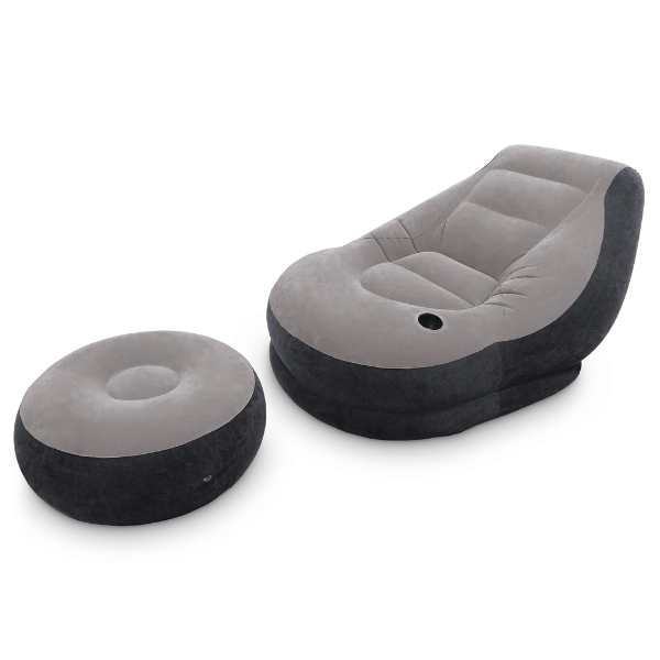 INTEX Надувное кресло с пуфом VELUR ULTRA LOUNGE (Chair &amp; Ottoman) 102x137x79 см / 64x28 см
