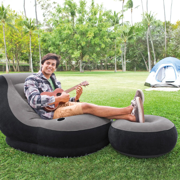 INTEX Надувное кресло с пуфом VELUR ULTRA LOUNGE (Chair &amp; Ottoman) 102x137x79 см / 64x28 см