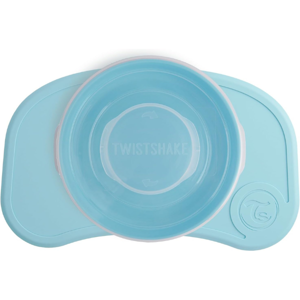 Set anti-alunecare cu farfurie Twistshake Click-Mat, albastru