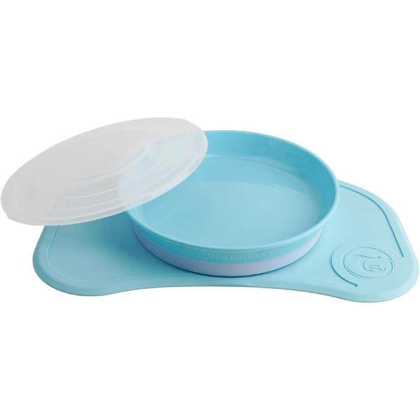 Set anti-alunecare cu farfurie Twistshake Click-Mat, albastru