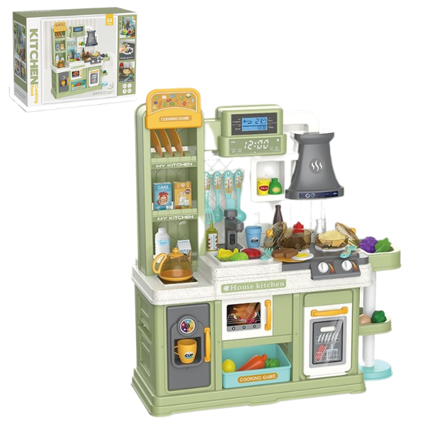 Set de joacă pentru copii „Micul chef” – bucătărie interactivă cu accesorii pentru gătit, 64 elem.