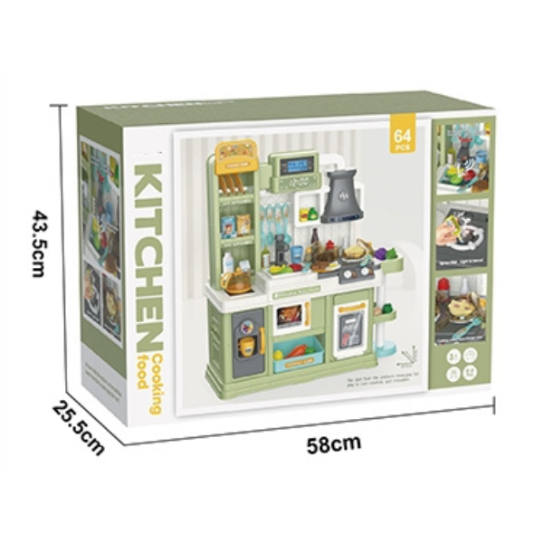Set de joacă pentru copii „Micul chef” – bucătărie interactivă cu accesorii pentru gătit, 64 elem.