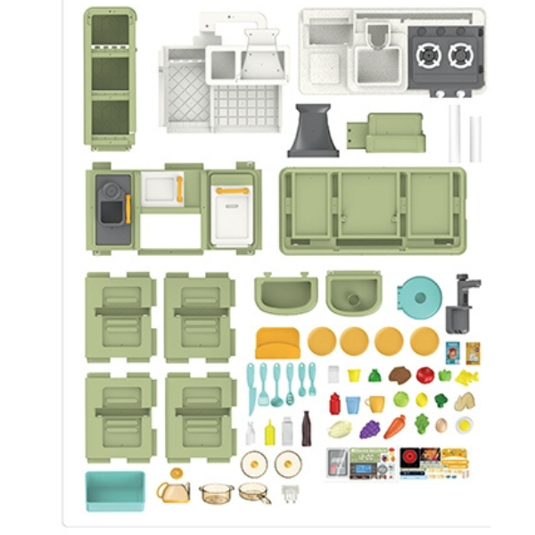 Set de joacă pentru copii „Micul chef” – bucătărie interactivă cu accesorii pentru gătit, 64 elem.