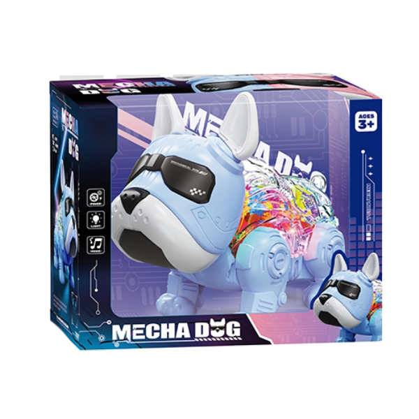 Câine-robot, albastru și roz