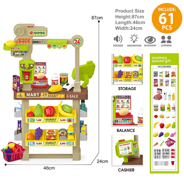 Set de joacă pentru copii „Minimarket”, 61 elem.