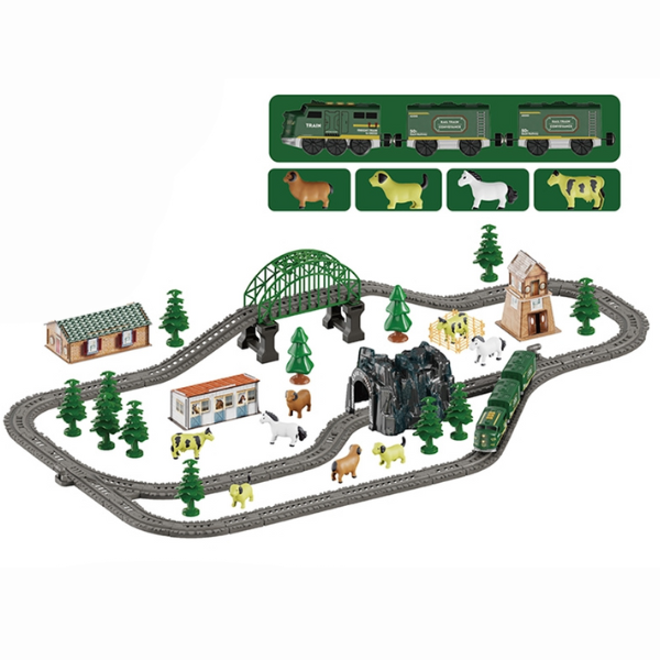 Tren electric cu cale ferată și accesorii