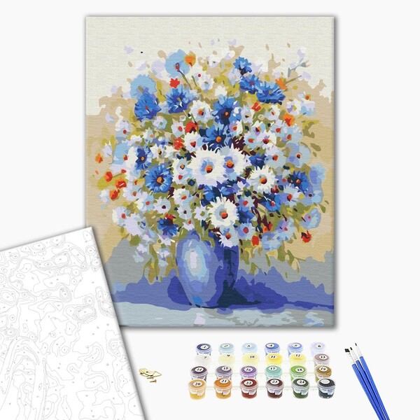 Pictură pe numere 40×50 (în cutie) – Buchet cu flori de câmp