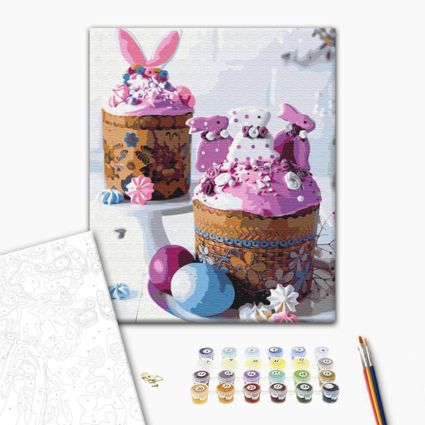 Pictură pe numere 40×50 (în cutie) – Cozonaci de Paște