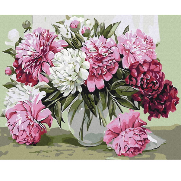 Pictură pe numere 40*50 сm (fără cutie)  – Buchet de bujori de casă