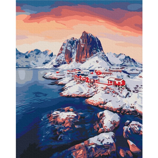 Pictură pe numere 40*50 cm (în cutie) – Răsărit în Insulele Lofoten
