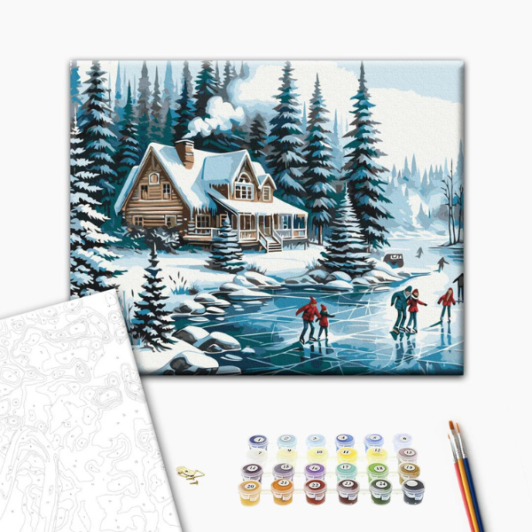 Pictură pe numere 40*50 cm (în cutie) – Vacanță de iarnă.
