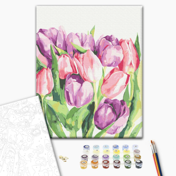 Pictură pe numere 40х50 cm (fără cutie) –  Lalele de dimineață