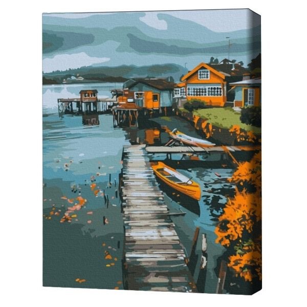 Pictură pe numere 40*50 cm (în cutie) – Orășel pescăresc.