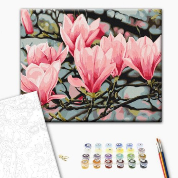 Pictură pe numere 40×50 (în cutie) – Floarea magnoliei, Anastasiia Osmolovskaia
