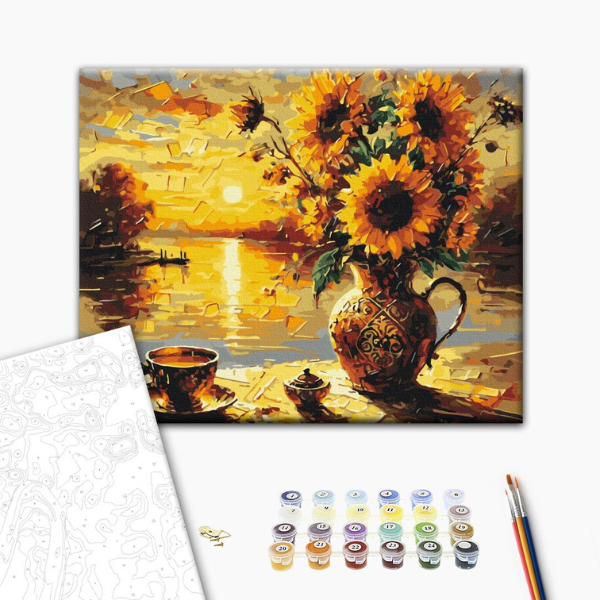 Pictură pe numere 40×50 (în cutie) – Floarea-soarelui la apus, Oleg Loburak