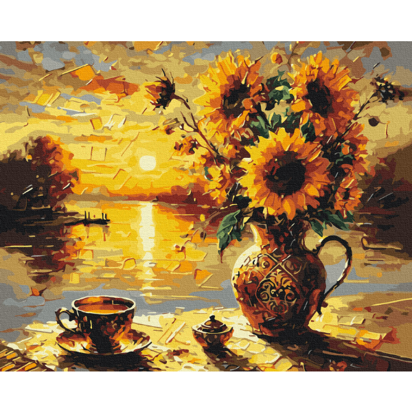 Pictură pe numere 40×50 (în cutie) – Floarea-soarelui la apus, Oleg Loburak