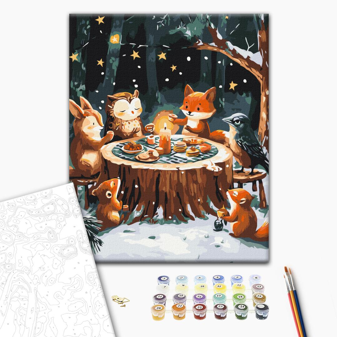 Pictură pe numere 40*50 cm (în cutie) – Ora ceaiului de iarnă.