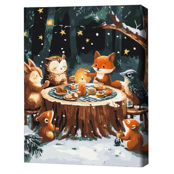 Pictură pe numere 40*50 cm (în cutie) – Ora ceaiului de iarnă.