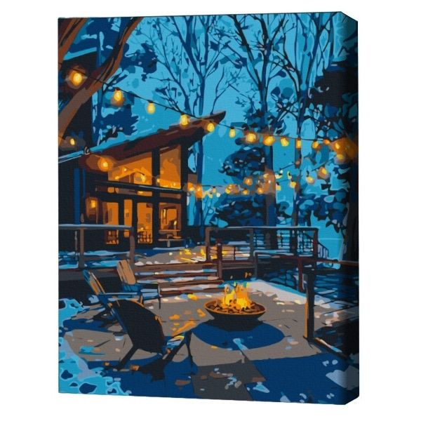 Pictură pe numere 40*50 cm (în cutie) – Seara în lumina ghirlandelor.