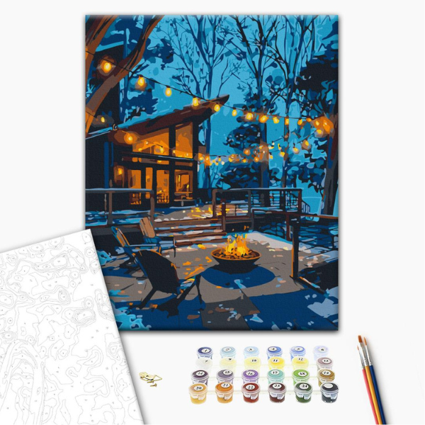 Pictură pe numere 40*50 cm (în cutie) – Seara în lumina ghirlandelor.