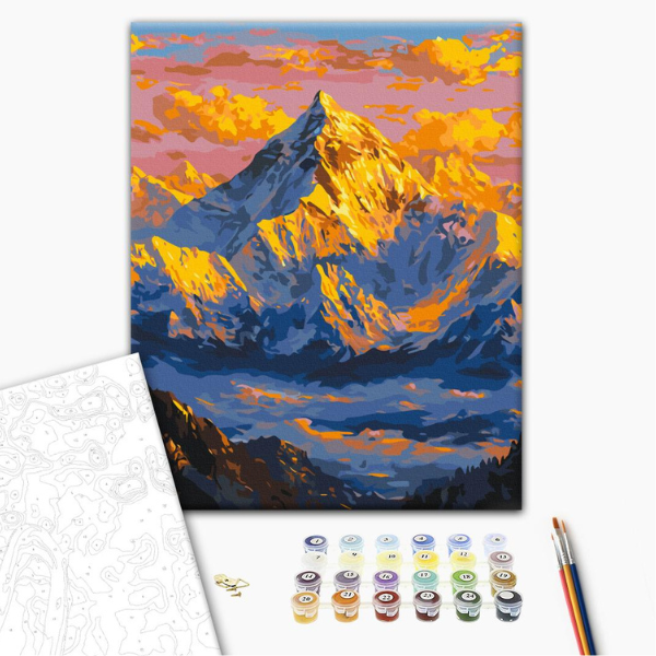 Pictură pe numere 40*50 cm (în cutie) – Soare deasupra munților.