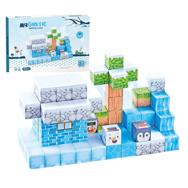 Constructor magnetic pentru copii „Căsuța de zăpadă” 92 elem.