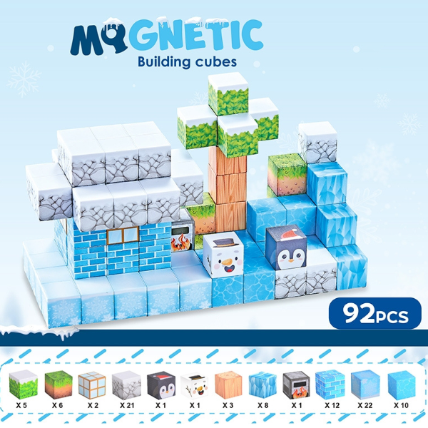 Constructor magnetic pentru copii „Căsuța de zăpadă” 92 elem.