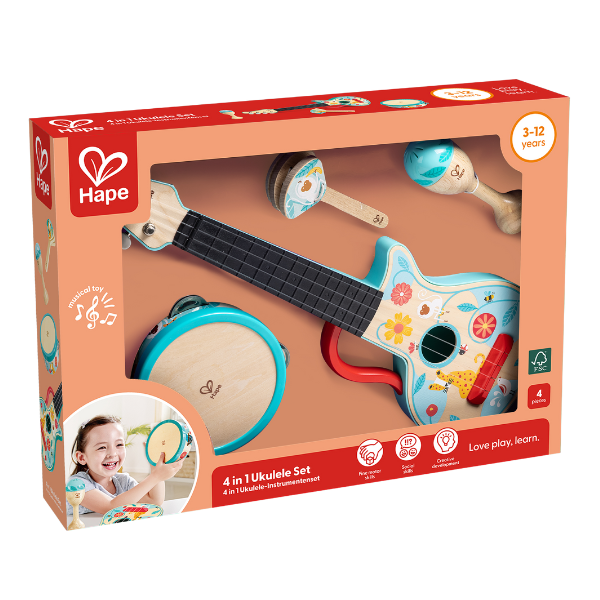 Set de instrumente muzicale 4 în 1 "Ukulele"