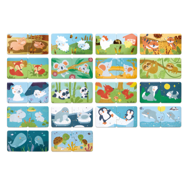 Puzzle joc "Potrivește perechea – Animale și pui"