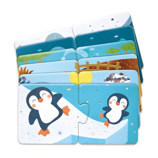 Puzzle joc "Potrivește perechea – Animale și pui"