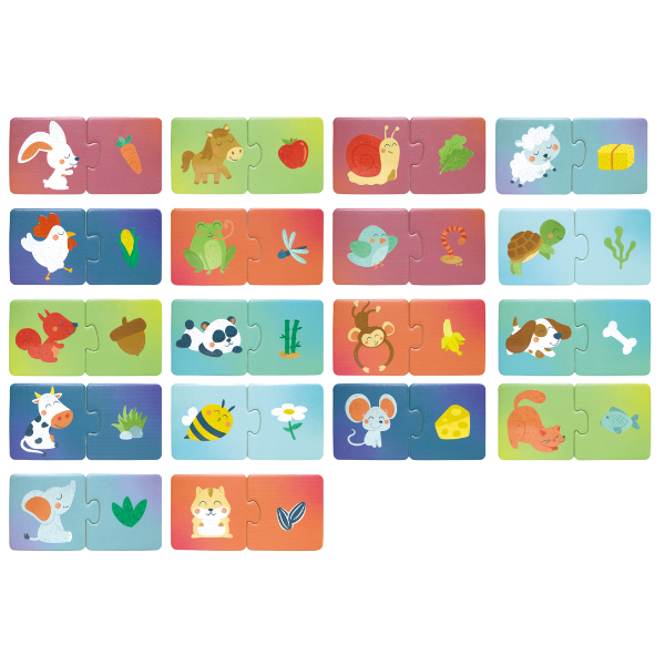 Puzzle joc „Potrivește perechea – Ora gustării animalelor"