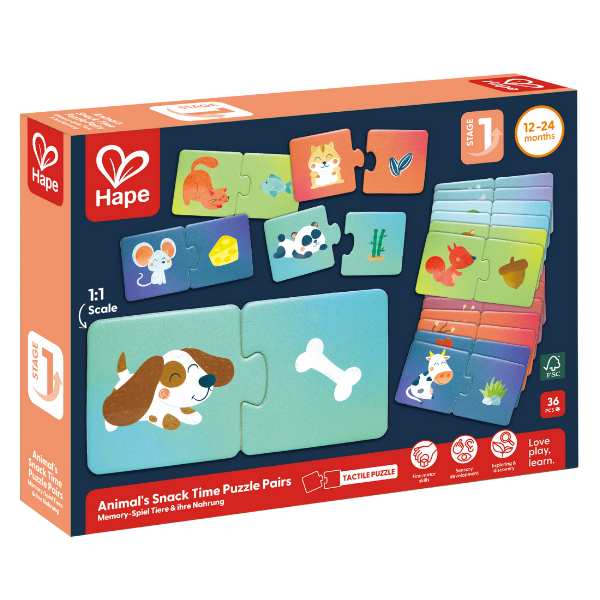 Puzzle joc „Potrivește perechea – Ora gustării animalelor"