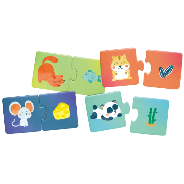 Puzzle joc „Potrivește perechea – Ora gustării animalelor"
