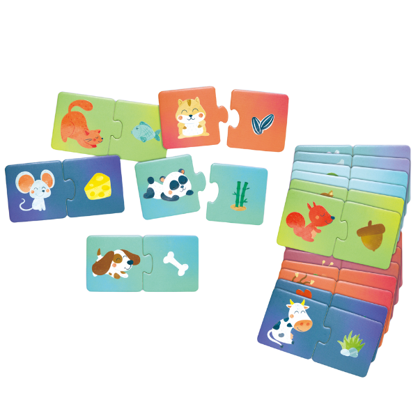 Puzzle joc „Potrivește perechea – Ora gustării animalelor"